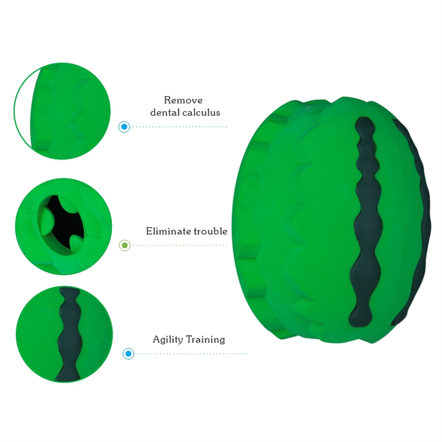 100% Natural Rubber Dog Toys Eco-Friendly Strong Chewy Watermelon rubber dog treat ball