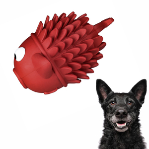 Nontoxic natural rubber dog squishy fish toys tooth brush toys for pet