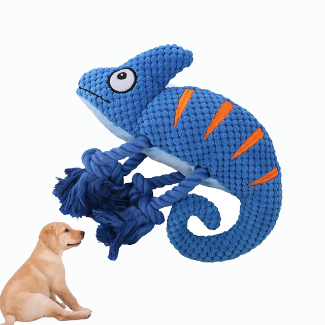 Animal Chameleon Fun Design Squeak Interactive Durable Calming Anti-Anxiety Puzzle Squeak Plush Dog Toy