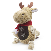 Christmas Reindeer Stuffed Dog Toy Plush with Rope Arms