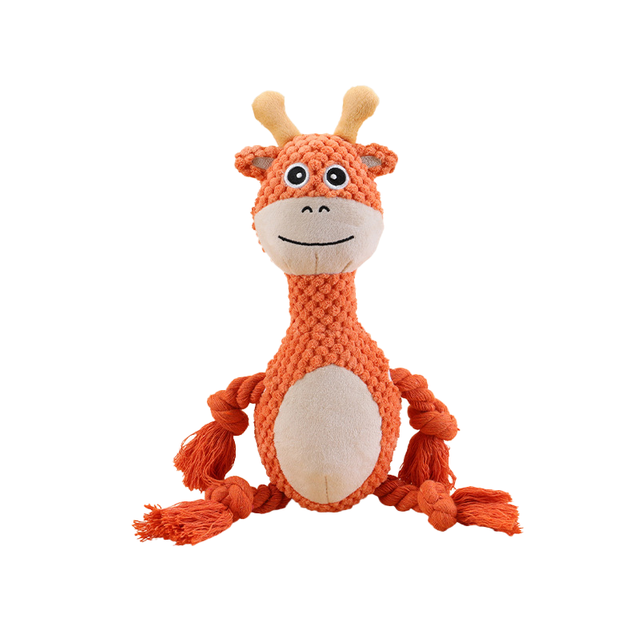 Knotted Dog Toy Made of Soft Flannel Interactive Chewy Indestructible Squeaking Dog Toy