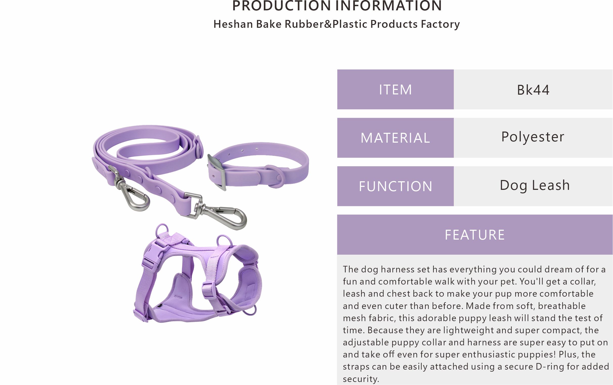 dog leash and harness set