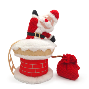 Red Squeaky Santa Claus in The Chimney Puppy Christmas Dog Toys Wholesale