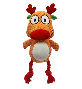 Best Material Christmas Reindeer Plush Dog Rope Calming Chew Toy