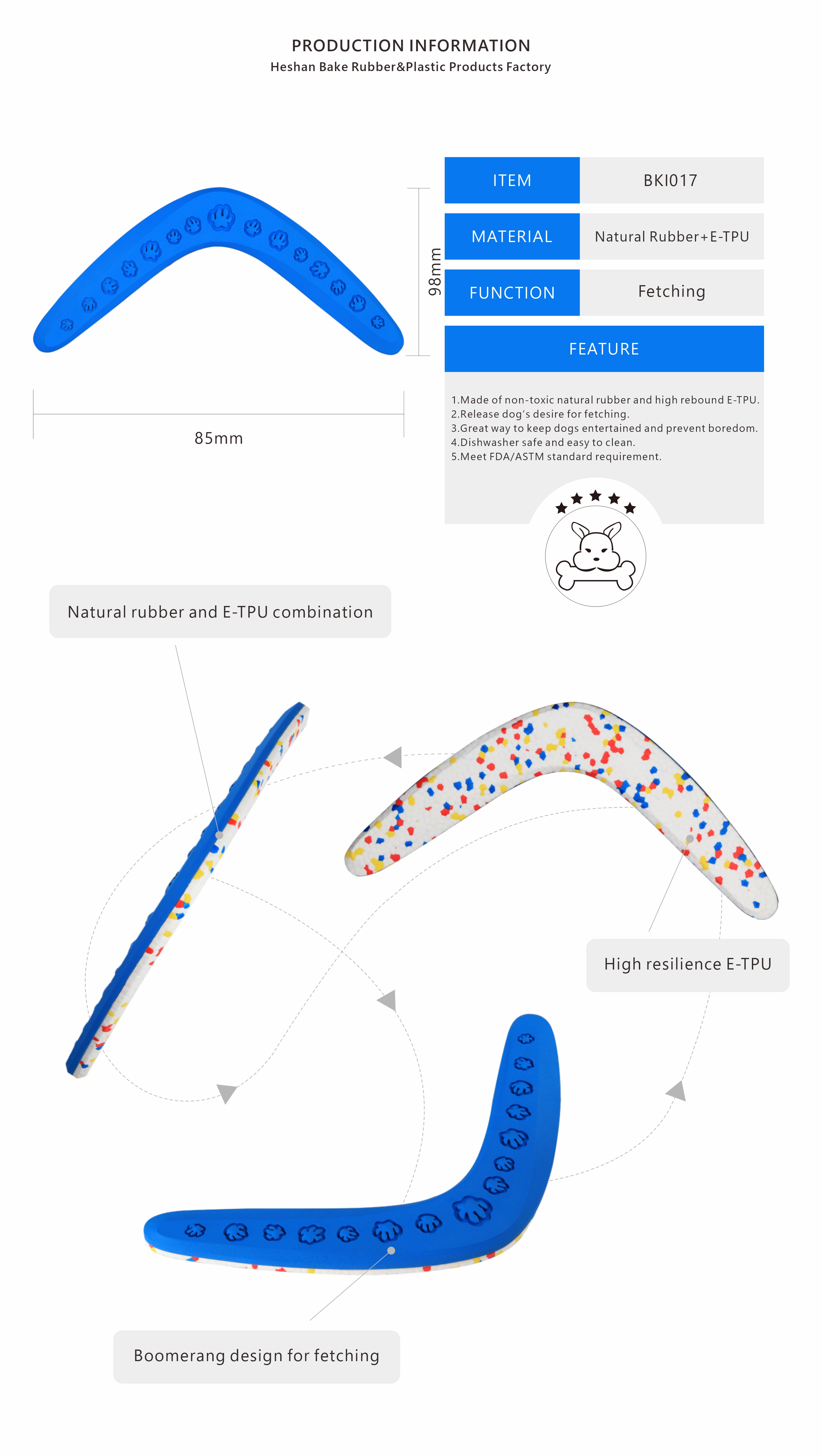 E-TPU and rubber dog toy