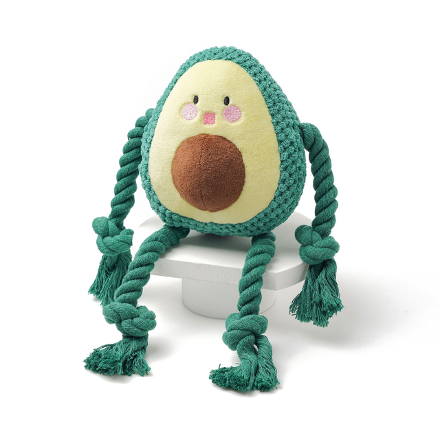 2022 Fruit Collection Plush Avocado Toys A Can Squeak Cord Design Dog Chew Toys Durable