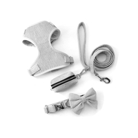 Velvet Five-piece Dog Comfortable Leash Chest Strap Collar Poop Bag Bow Pet Leash Set