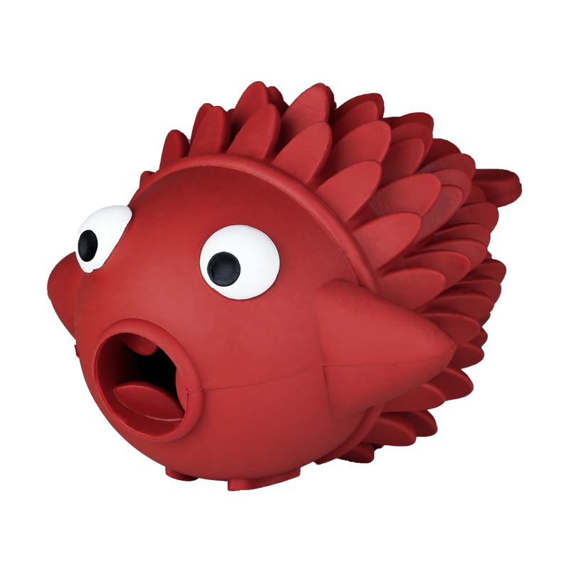 red rubber dog toy